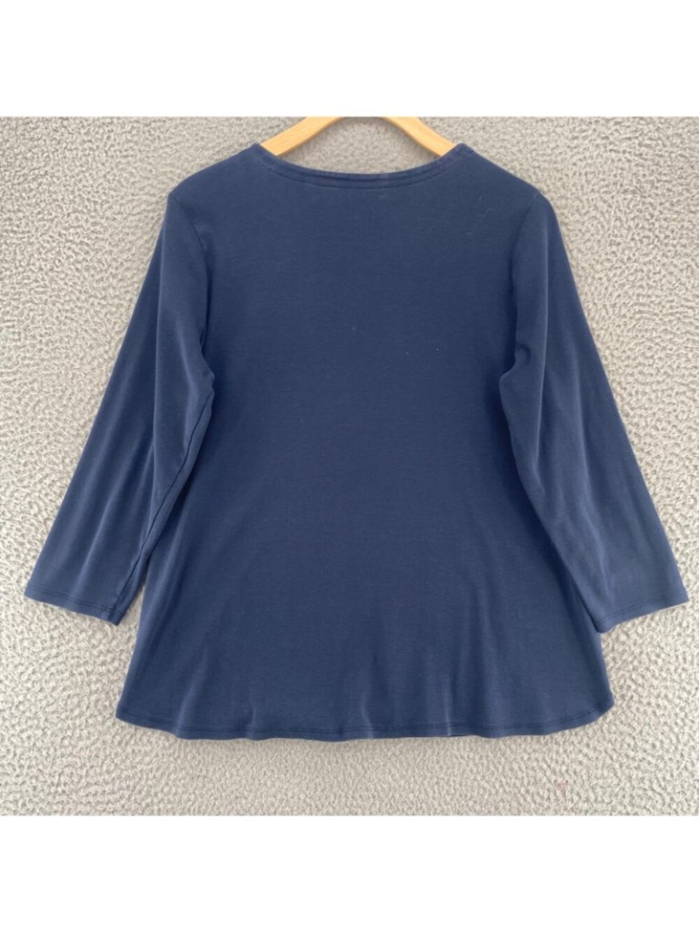 J Jill Top Womens Medium Navy Pima Cotton 3/4 Sleeve Scoop Neck Tee Stretch Knit - Picture 3 of 10